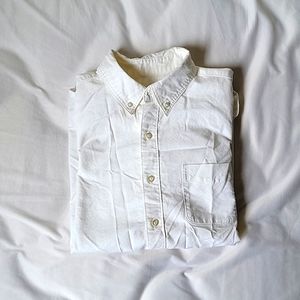 Land's End Kids Classic Button-down White Short-sleeved Shirt Cotton Large